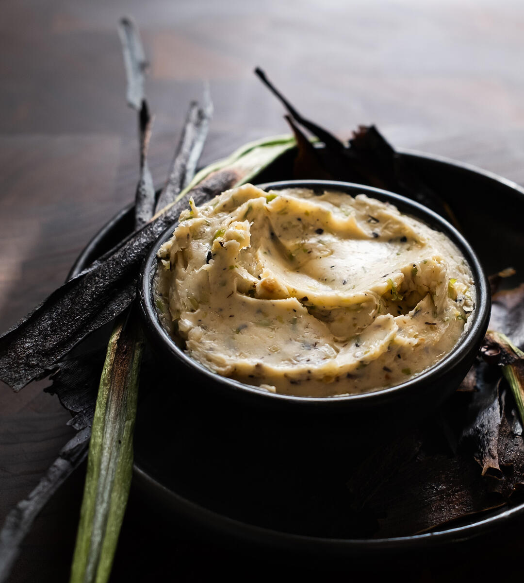 Charred Scallion Butter in a bowl.