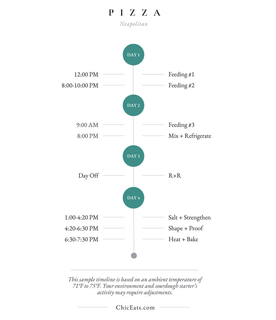 Infographic for pizza dough timeline. 