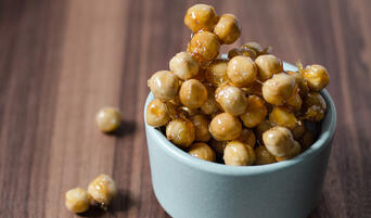 Candied hazelnuts in a bowl.