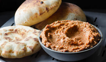  Roasted Eggplant and Red Pepper Dip with Sourdough Pita