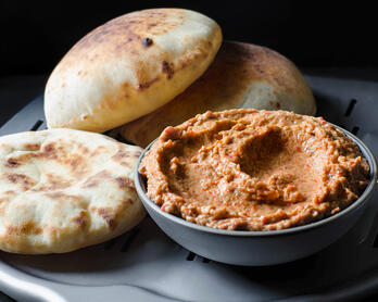  Roasted Eggplant and Red Pepper Dip with Sourdough Pita